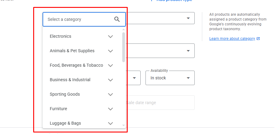 Select Exact Product Categorization for Shopping Ads
