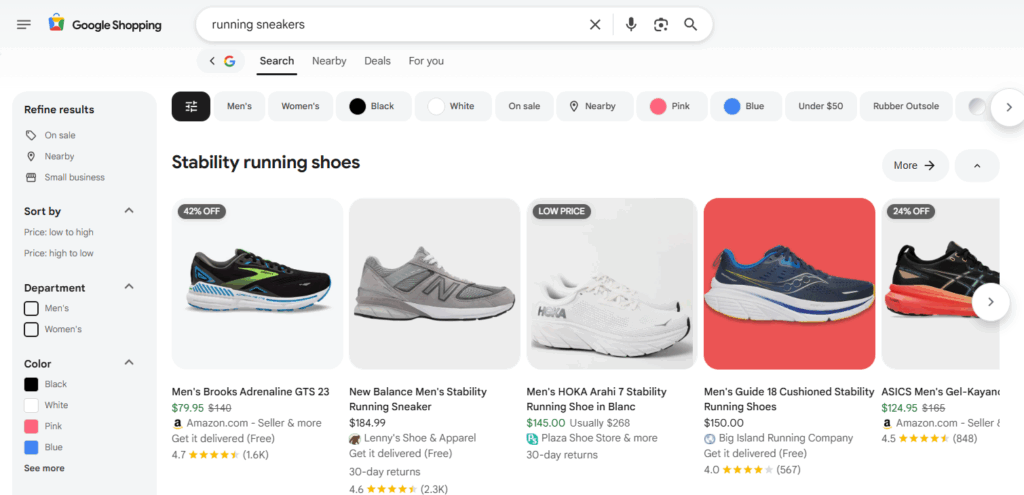 Google Shopping Ads in a search results