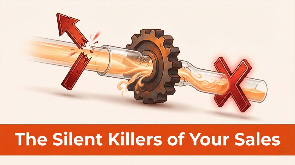 Moody visual concept for the hidden issues that kill sales silently.
