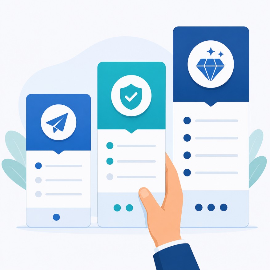 Three tiered pricing cards representing different ecommerce SEO package levels
